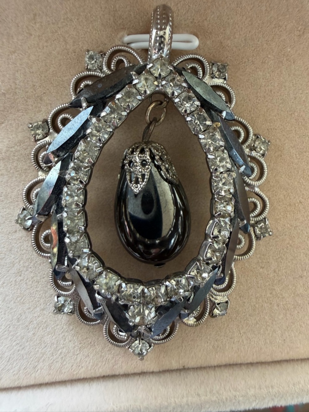 Vintage-pendant JULIANA D&E Black Teardrop Pendant Necklace with Crystal Halo
